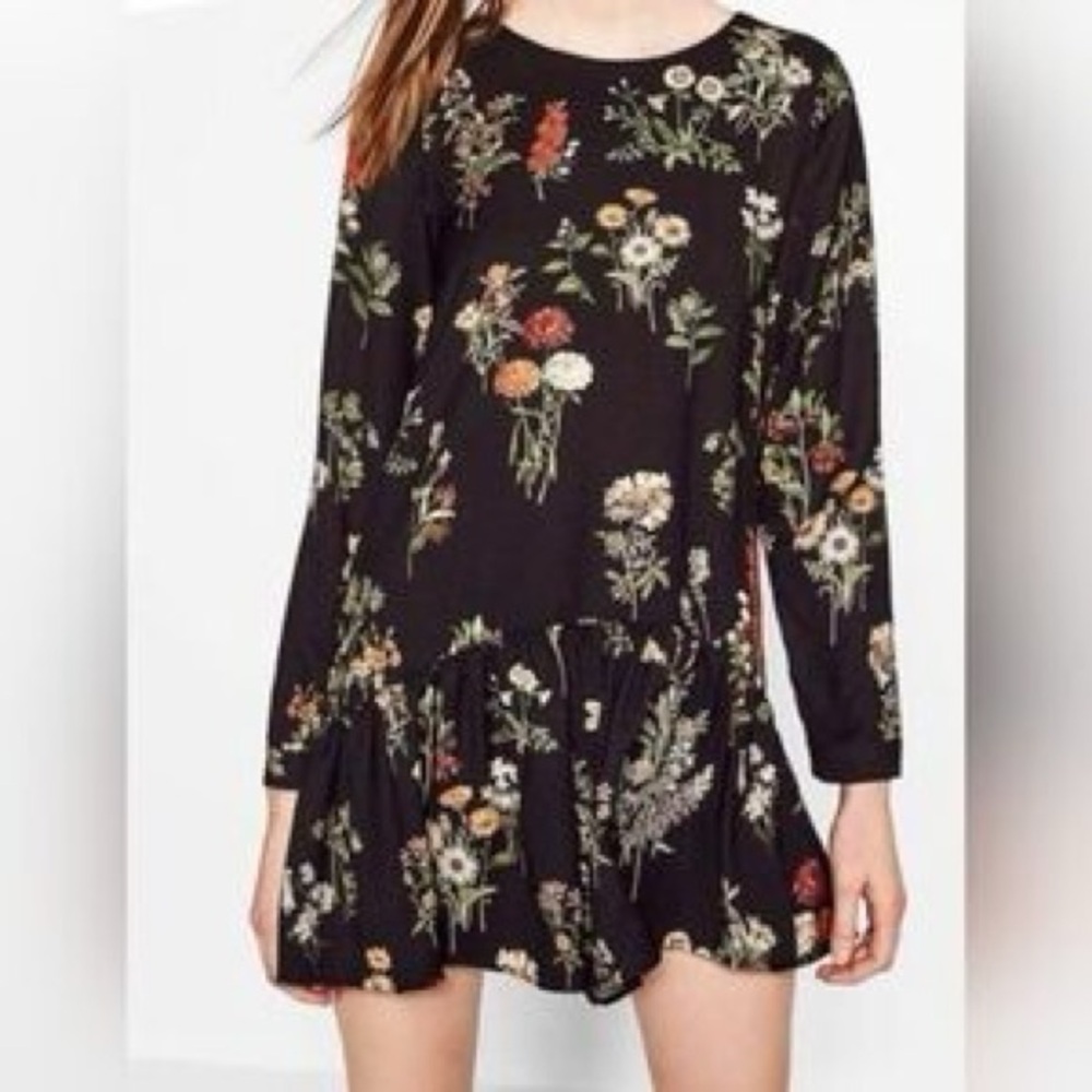 ZARA Black Floral Dress